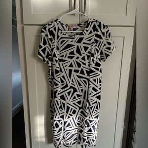 Jude Connally Black and White Geometric Design Dress